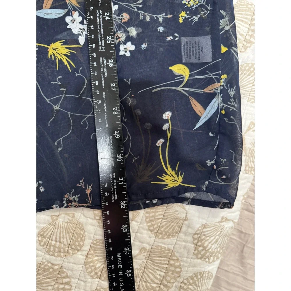 Before You Collection Navy‎ Blue Floral Chiffon Kimono Lace Trim Festival Layer